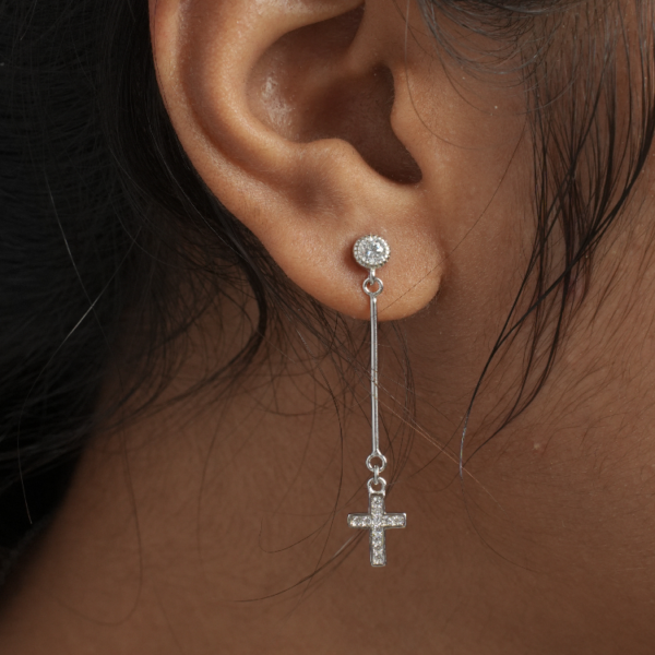 Radiant Cross Dangle Earrings - Image 3