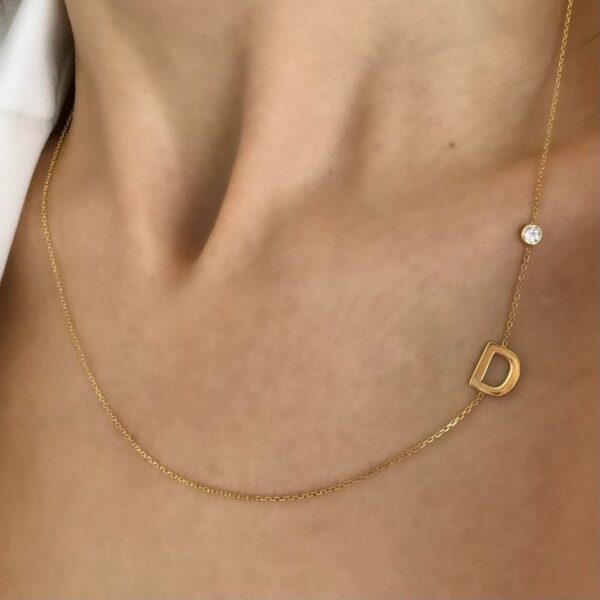 Diamond Dot Letter Necklace - Copy