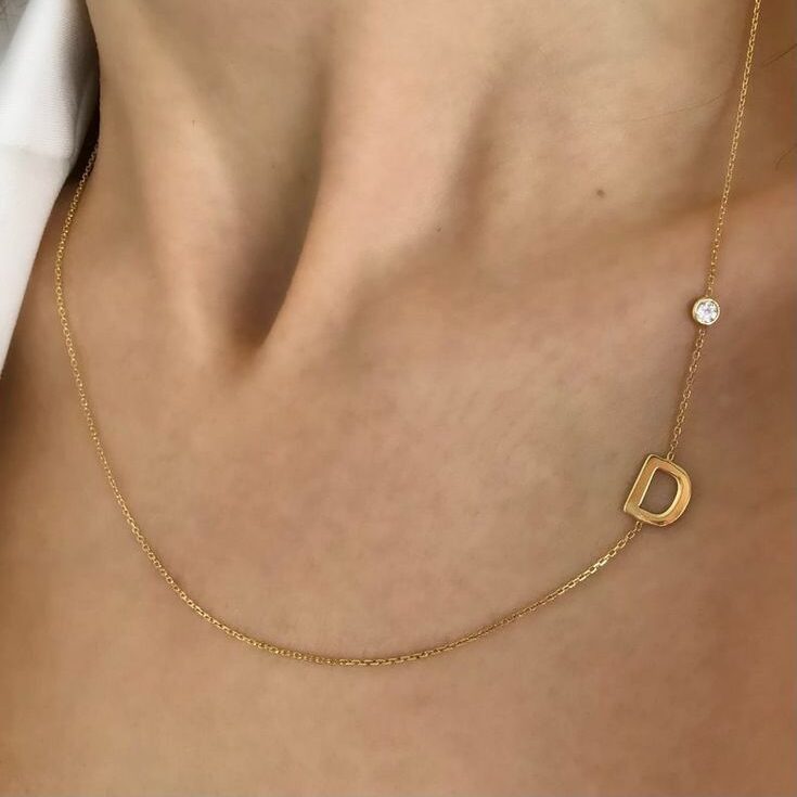 Diamond Dot Letter Necklace - Copy
